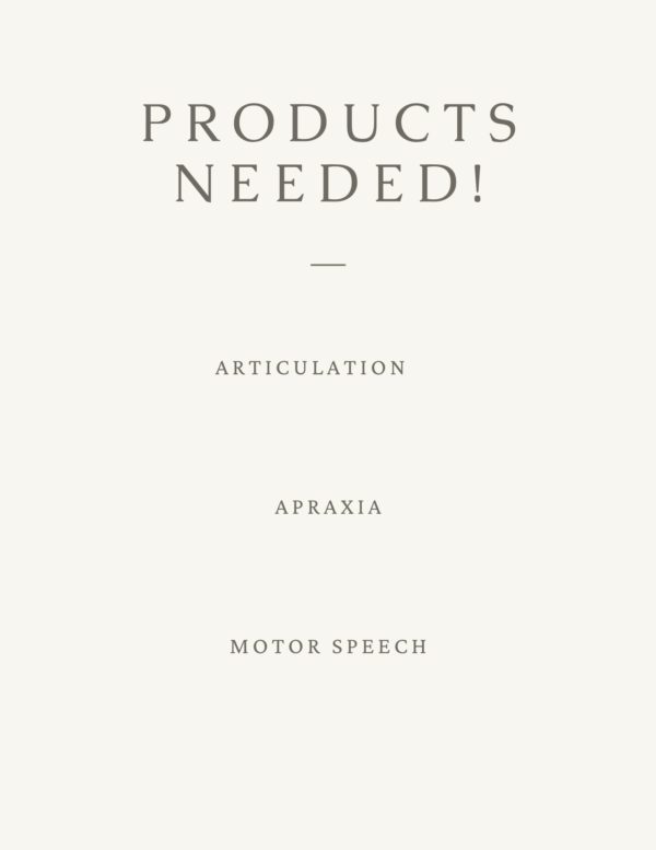 Products Needed!